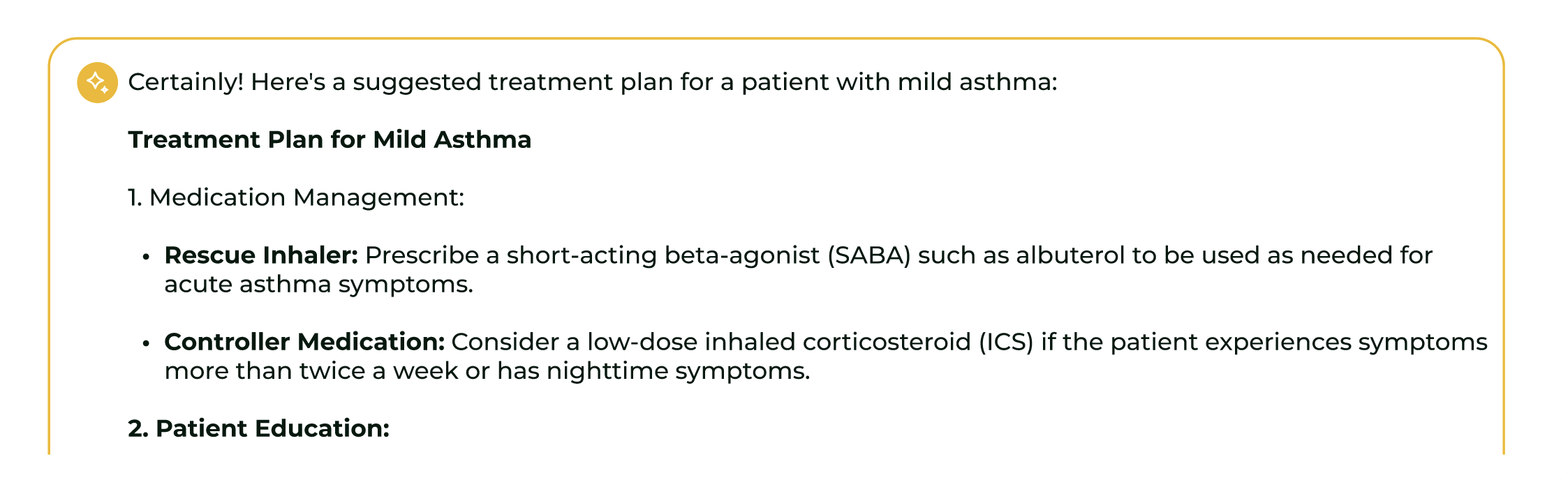 AlfredCare assistant treatment plan response