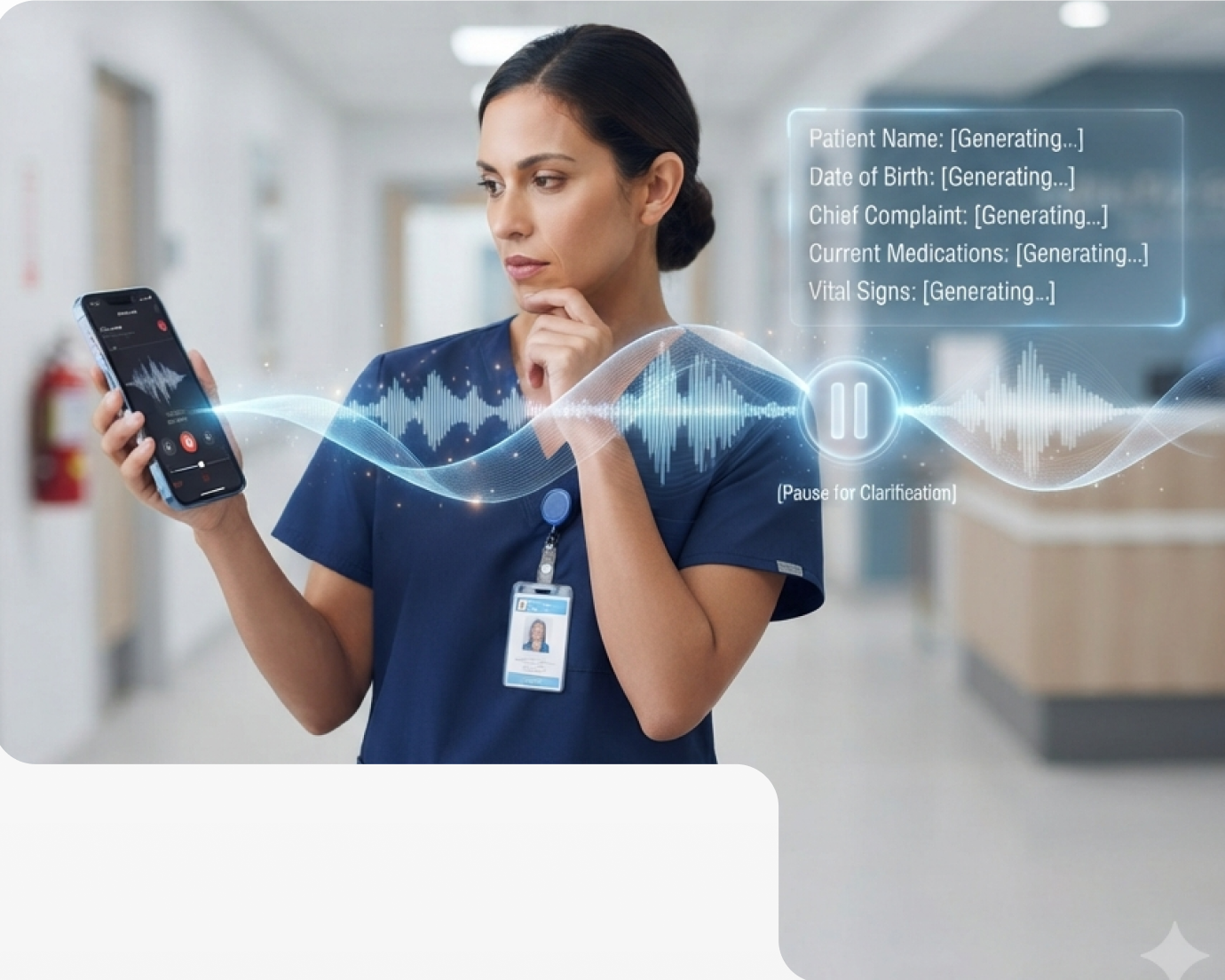 Nurse recording a visit on her phone with AlfredCare