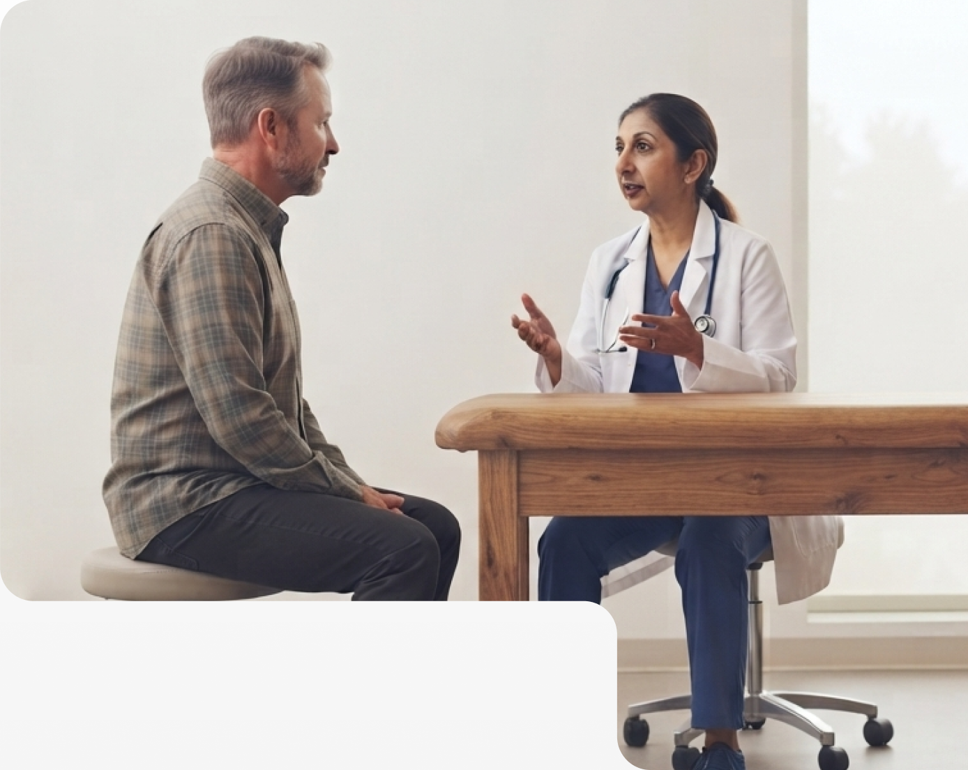 Provider talking with a patient while Alfred writes the note